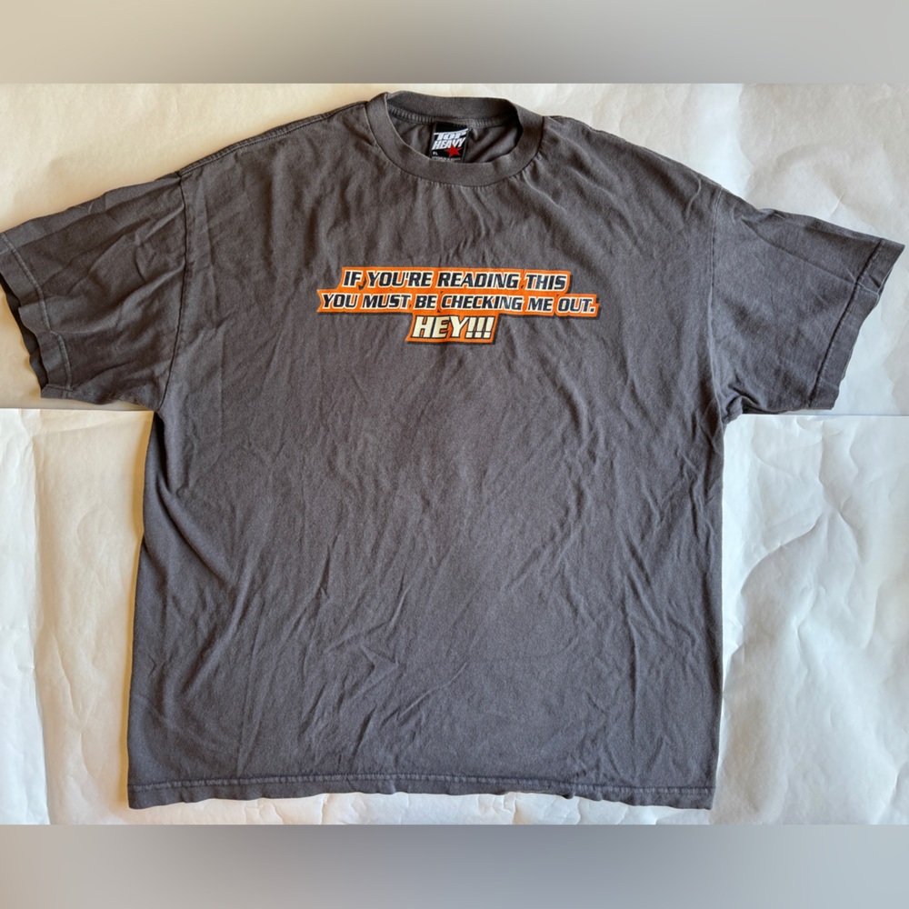 Top Heavy Vintage Gray and Orange Graphic Tee